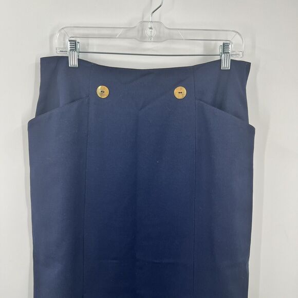NWT VTG Mr Jaxx Virgin Wool Blue Skirt Canada Academia Secretary Preppy Nautical - Picture 2 of 11